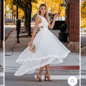 HEAVENLY HIGH LOW STATEMENT DRESS - WHITE